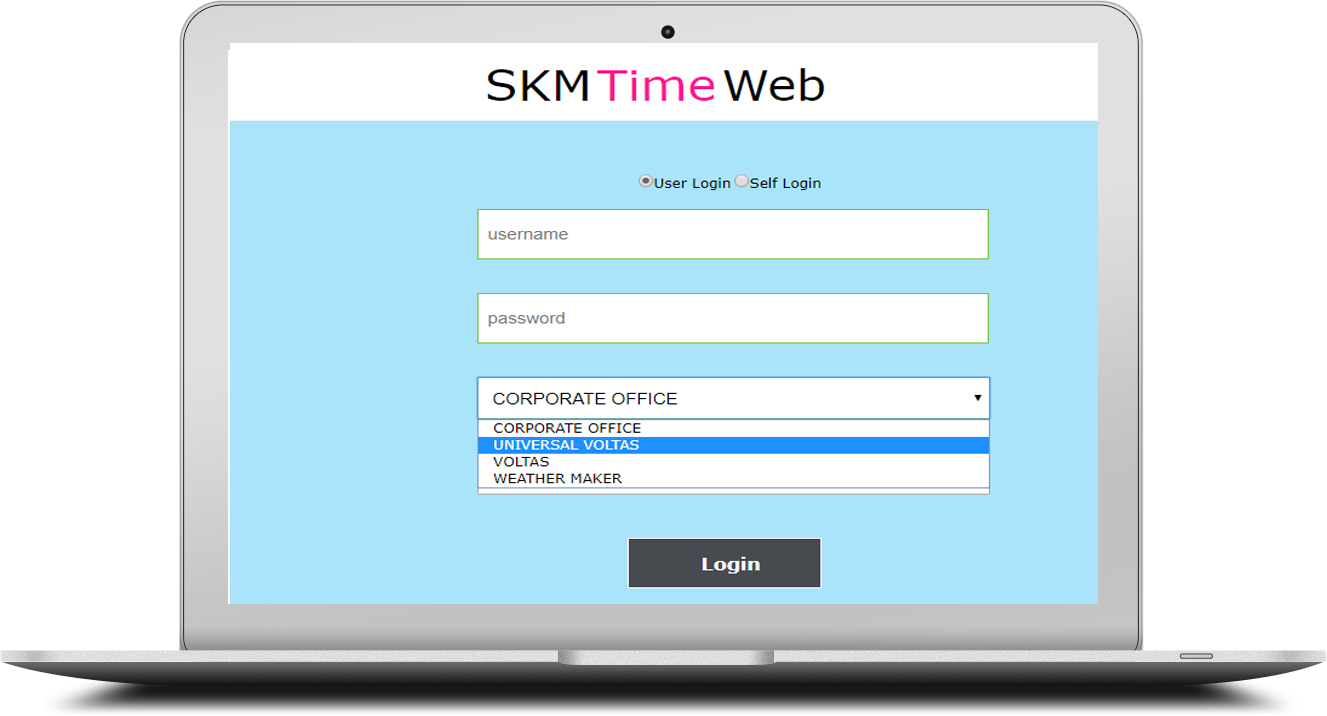 SKM WebTime Attendance System Login Page