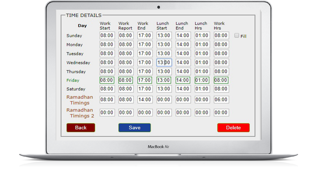 SKM Time Attendance Features Dubai